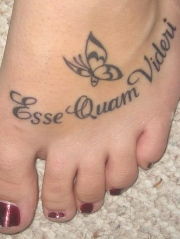 Nice Words Tattoo On Foot