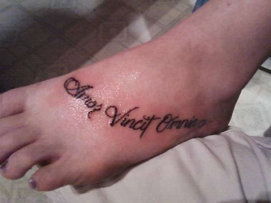 Wording Tattoo On Foot
