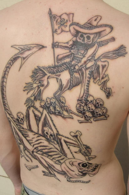 Mexican Pirate Tattoo on Back