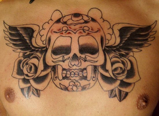 Skull With Roses and Wings
