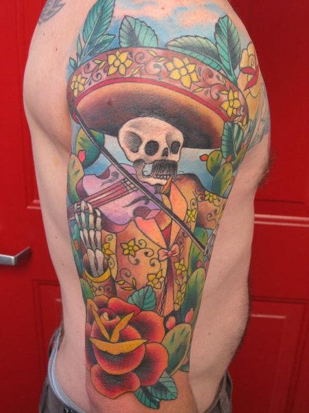 Mexican Musician Tattoo on Arm
