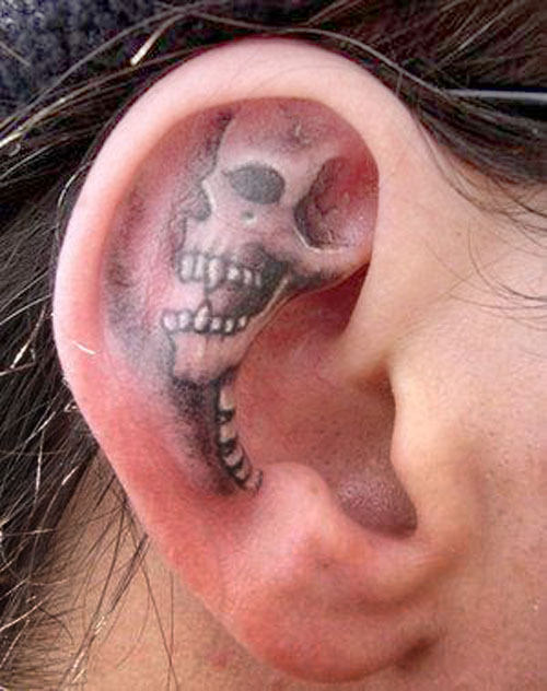 Skull Tattoo in Ear
