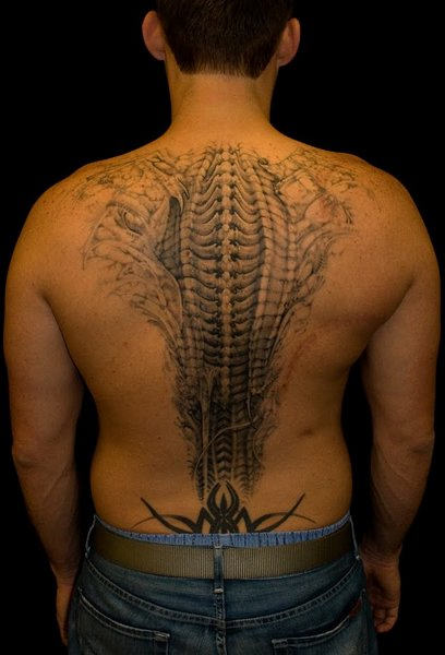 Biomechanical Spine Tattoo