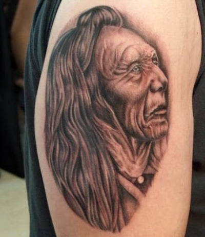 American Old Lady Tattoo On Shoulder