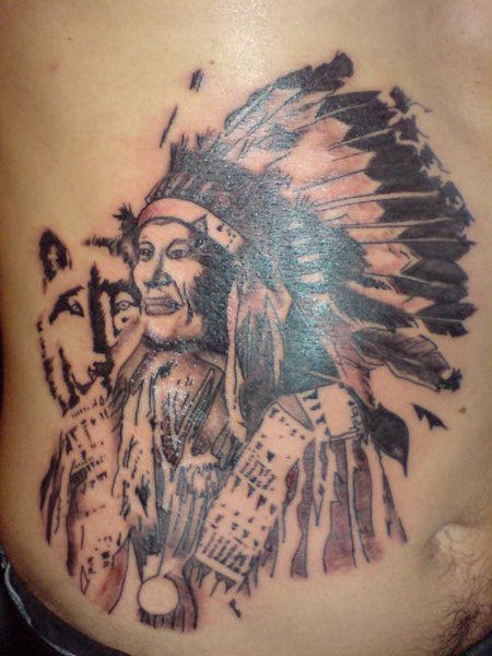 Native American Tattoo On Rib