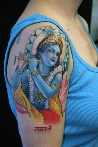 Krishna Tattoo On Shoulder