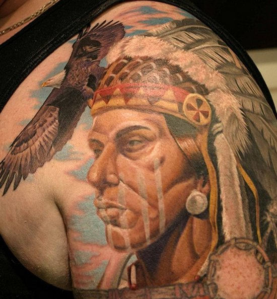 Native American Tattoo On Shoulder