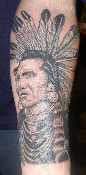 Native American Man Tattoo On Arm
