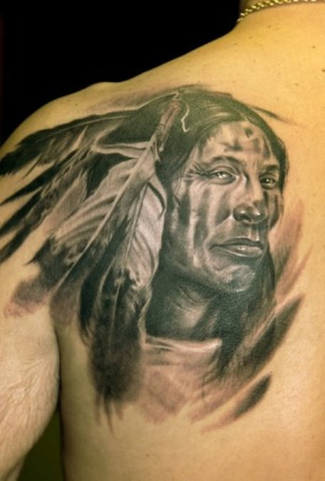 Native Lady Tattoo On Back