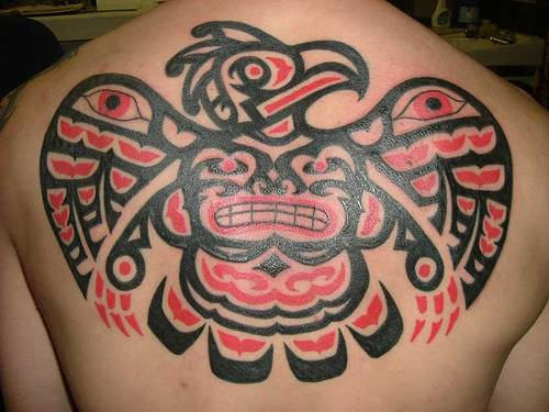 Native Bird Tattoo On Back