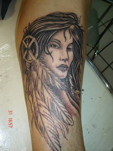 American Native Girl On Arm