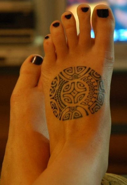 Polynesian Tattoo On Foot