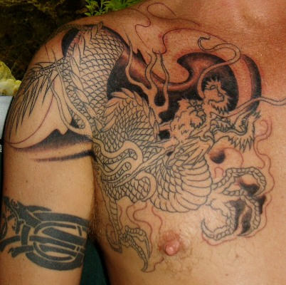 Dragon Tattoo On Chest