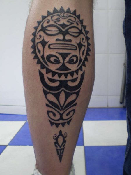 Attractive Samoan Tattoo On Leg