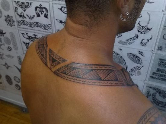 Samoan Tattoo Around Neck