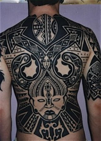 Black Samoan Tattoo On Back