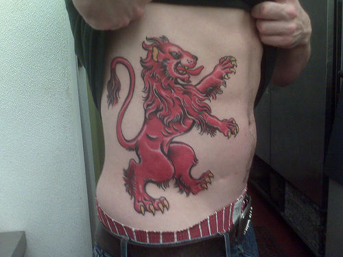 Rampant Lion - Scotland Symbol Tattoo on Ribs