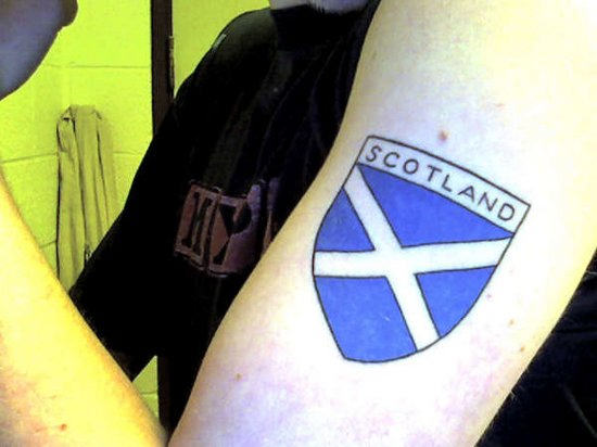Scotland Flag Tattoo on Bicep