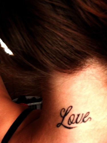 Love Tattoo On Neck