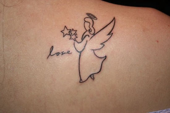 Angel Love Tattoo On Back