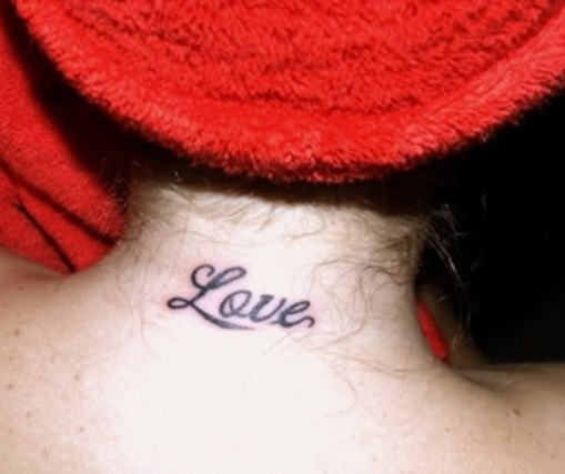 Love Tattoo On Neck