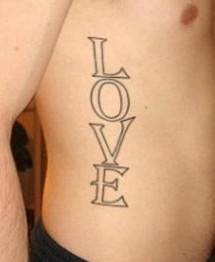 Love Tattoo On Rib