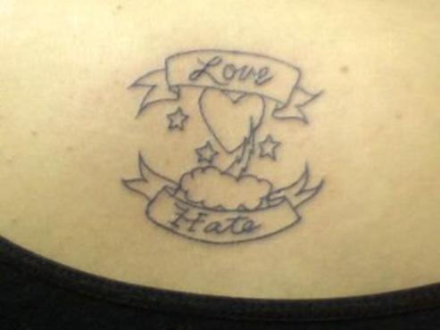 Love-Hate Tattoo On Waist