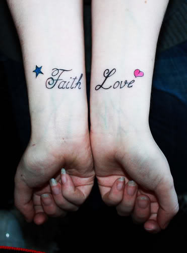 Faith Love Tattoo On Waist