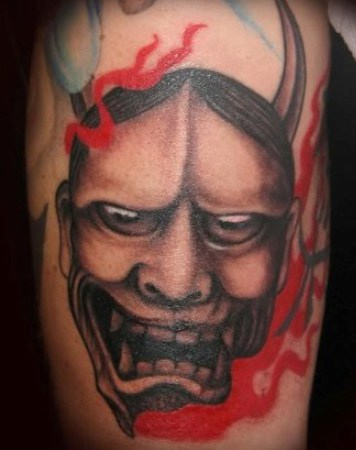 Scary Demon Mask Tattoo