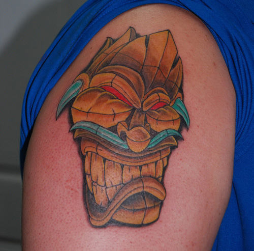 Mask Tattoo On Shoulder