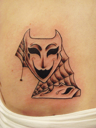 Mask Tattoo On Waist