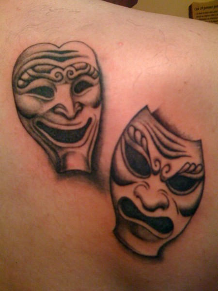 Laugh Now Cry Later Mask Tattoo