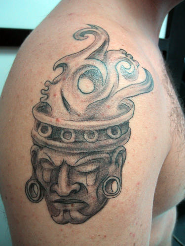 Mask Tattoo On Shoulder