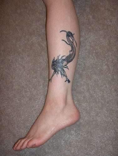 Mermaid Tattoo On Leg