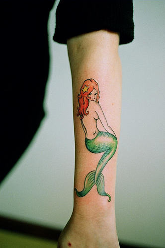 Little Mermaid Tattoo On Arm
