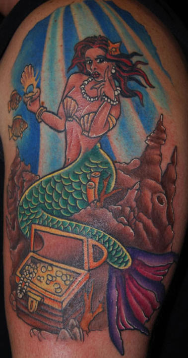 Mermaid Tattoo On Shoulder