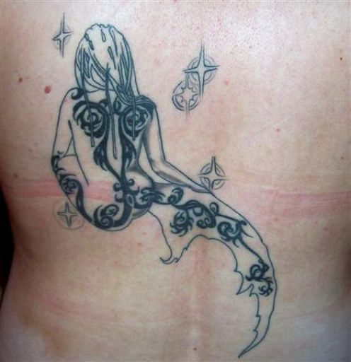 Mermaid Tattoo On Back