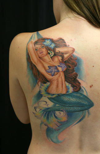 Mermaid Tattoo On Back