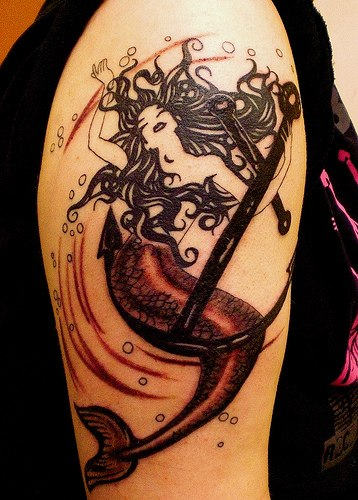 Likable Mermaid Tattoo On Shoulder