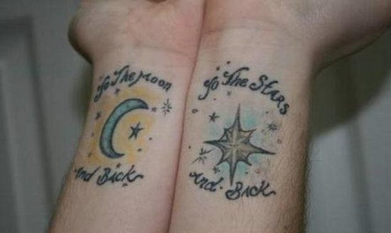 Moon and Stars Tattoo On Wrists