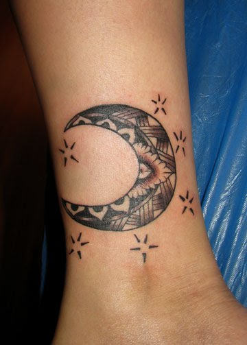 Moon Tattoo On Ankle