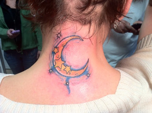 Moon Tattoo On Neck