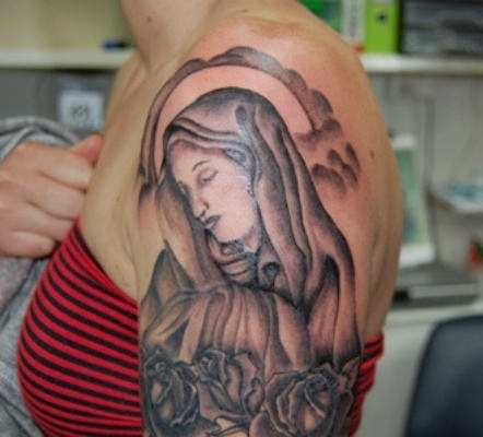 Mary Tattoo On Shoulder