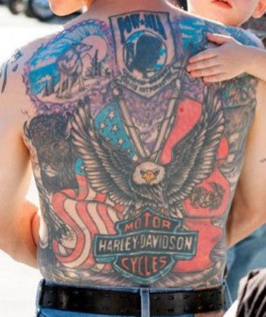 Motorcycle Tattoo On Whole Back