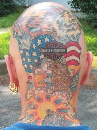 Motorcycle Tattoo On Head