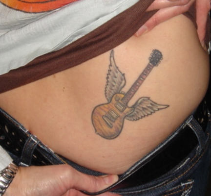 Guitar Tattoo On Waist