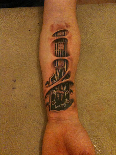 Guitar Tattoo On Arm