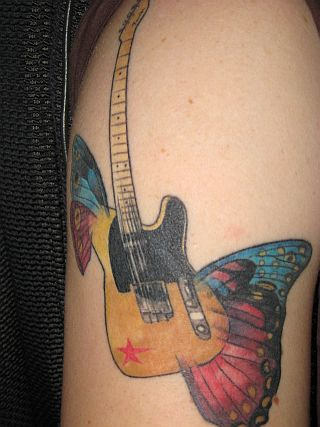 Traditional Guitar Tattoo 
