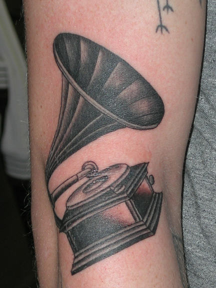 Gramophone Tattoo On Arm