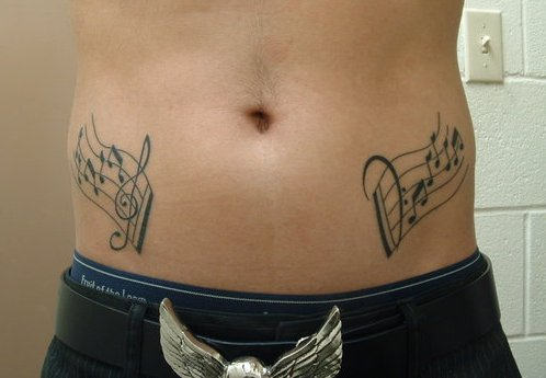 Music Tattoo On Waist